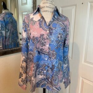 Paisley Print Button Down Top
